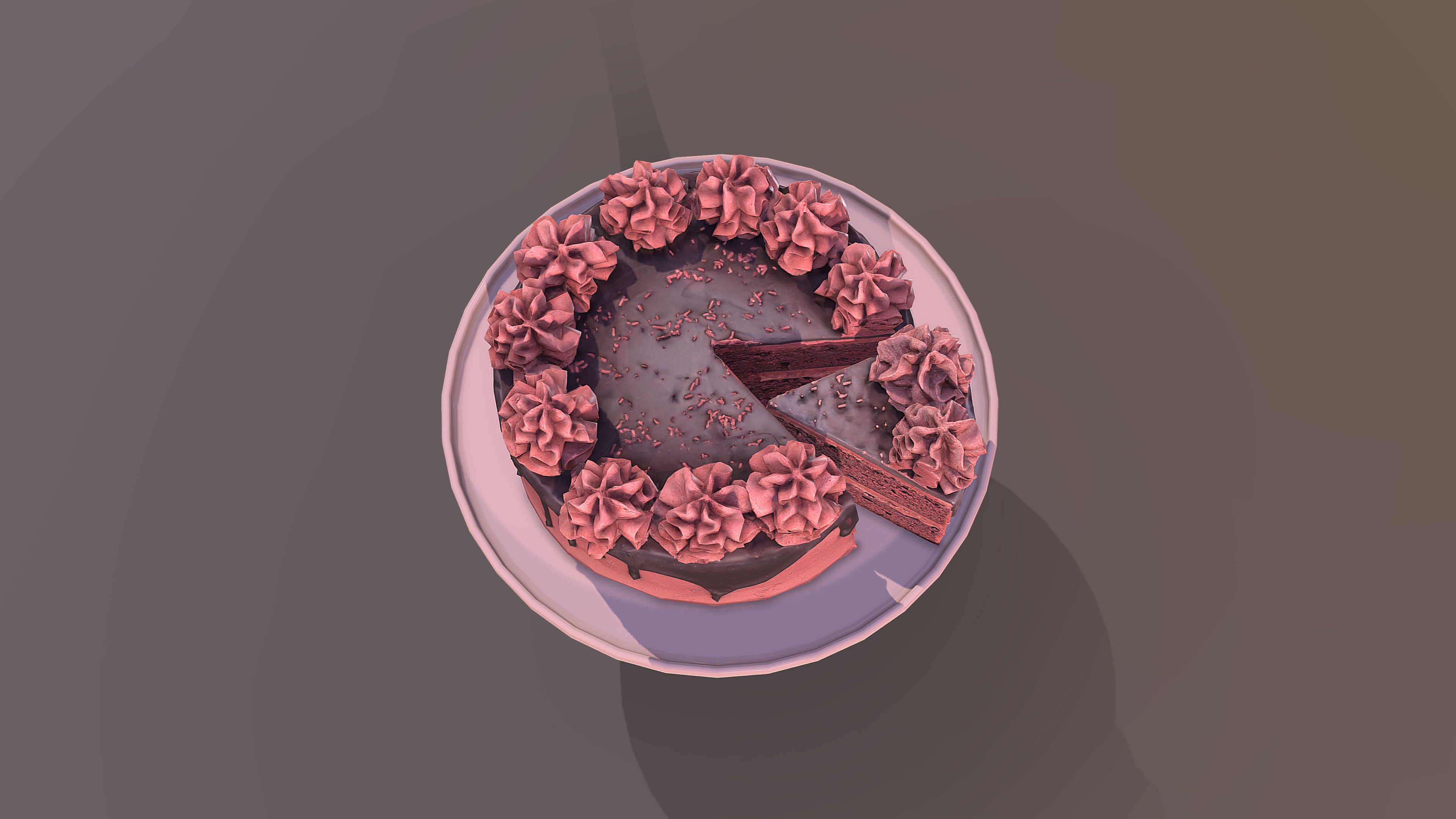 Sliced Red Velvet Gateau Low-poly 3D model_4