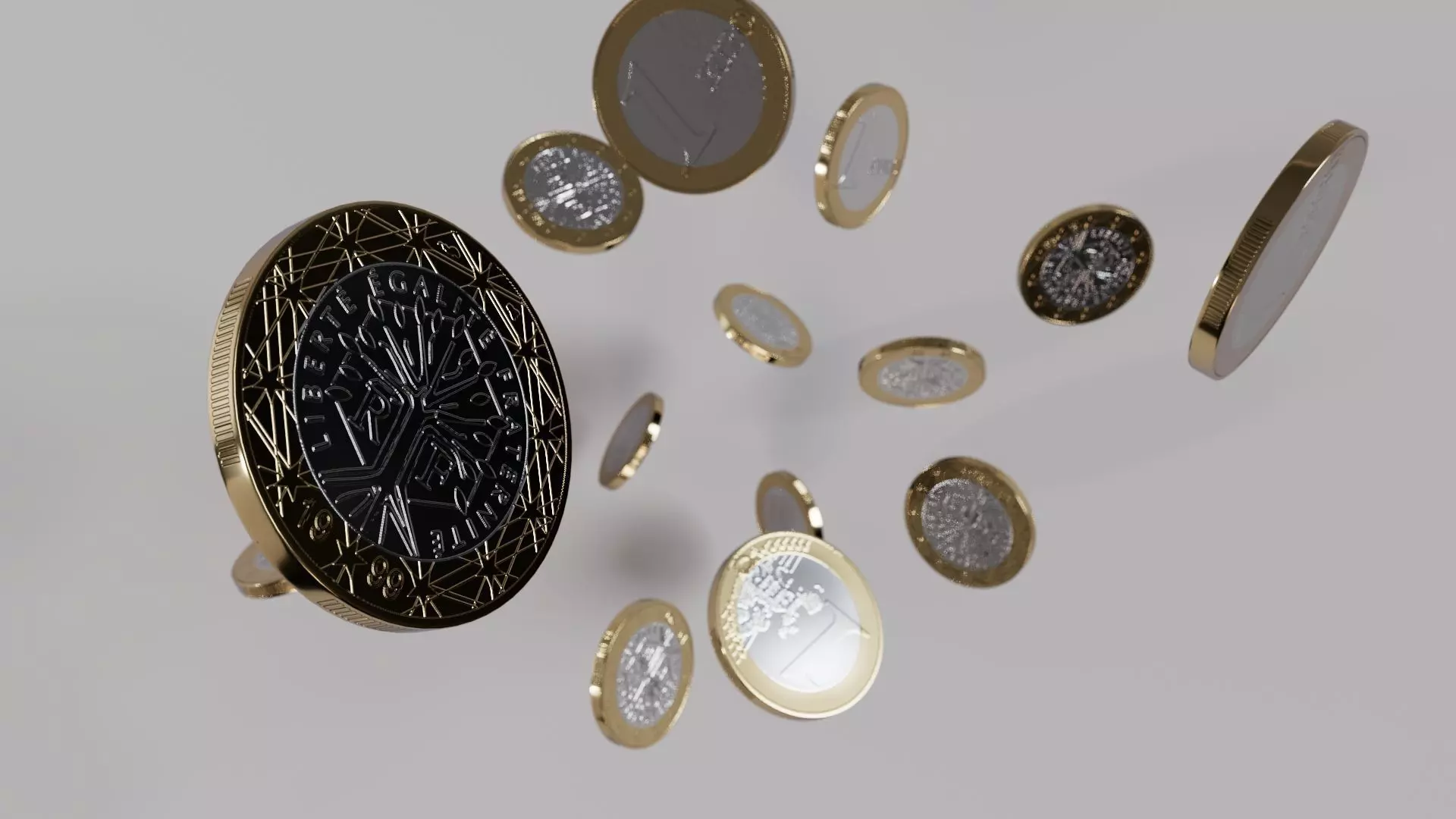 1 Euro coin detail Free low-poly 3D model_0