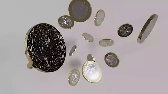 1 Euro coin detail Free low-poly 3D model