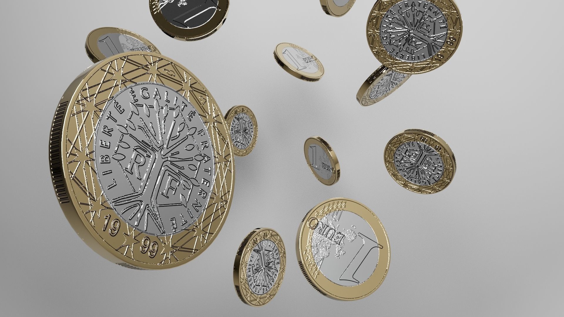 1 Euro coin detail Free low-poly 3D model_2