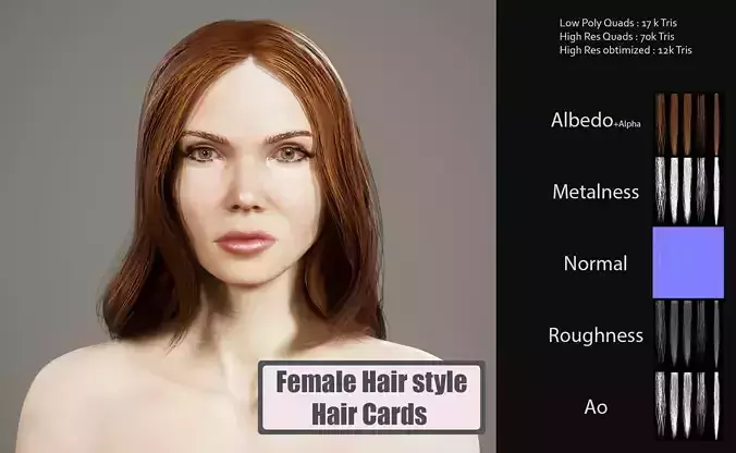 Real time Female Hair style - Hair card