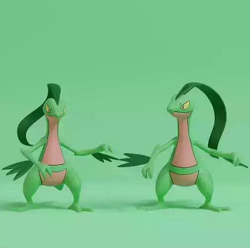 Pokemon - Grovyle with 2 poses 3D print model