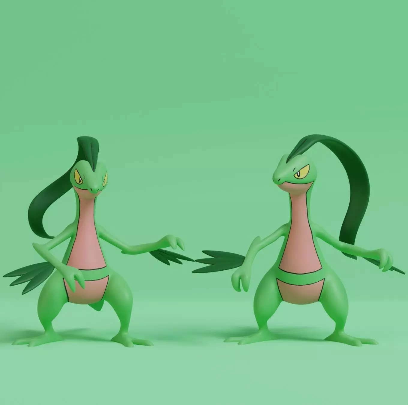 Pokemon - Grovyle with 2 poses 3D print model_0