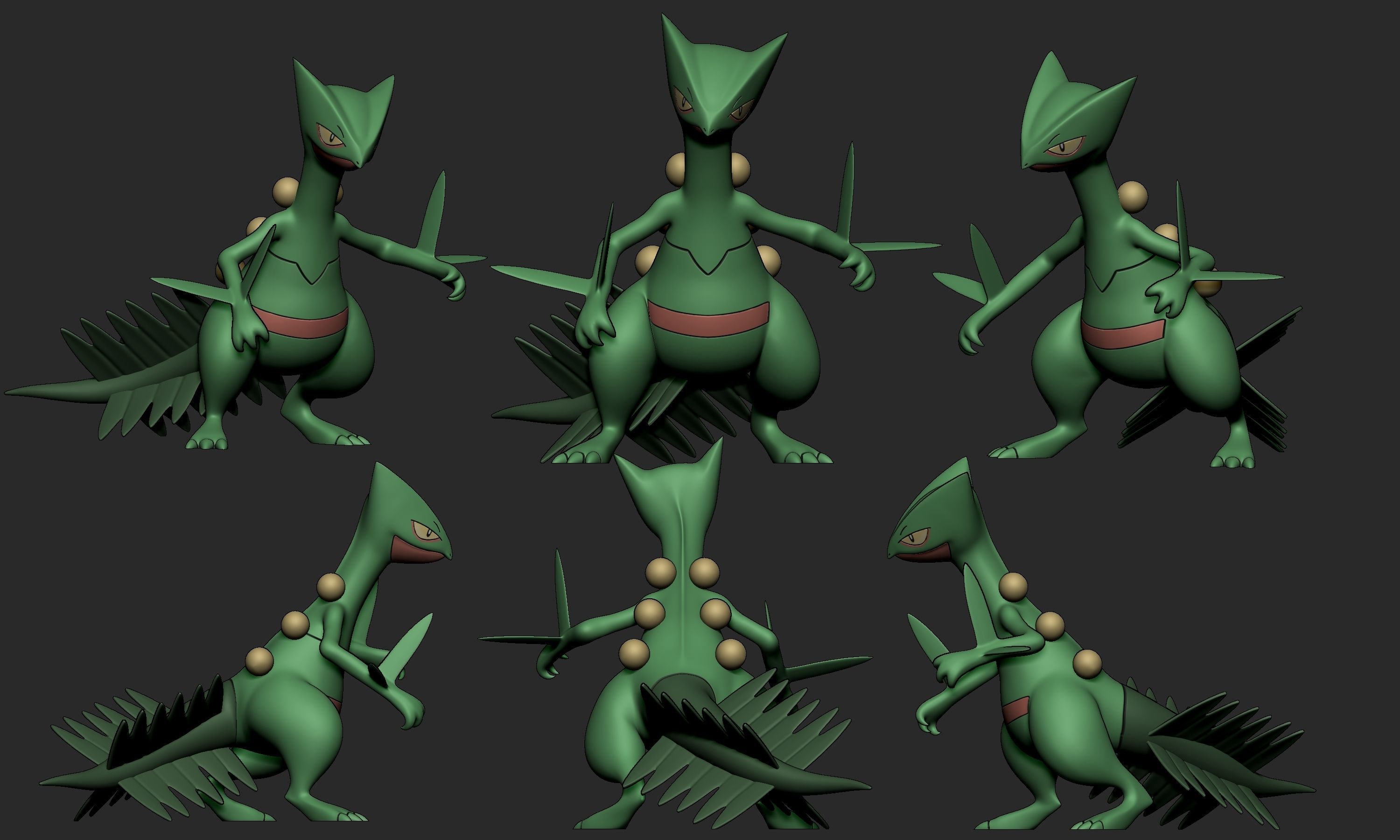 Pokemon - Sceptile with 2 poses 3D print model_6