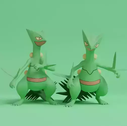 Pokemon - Sceptile with 2 poses 3D print model