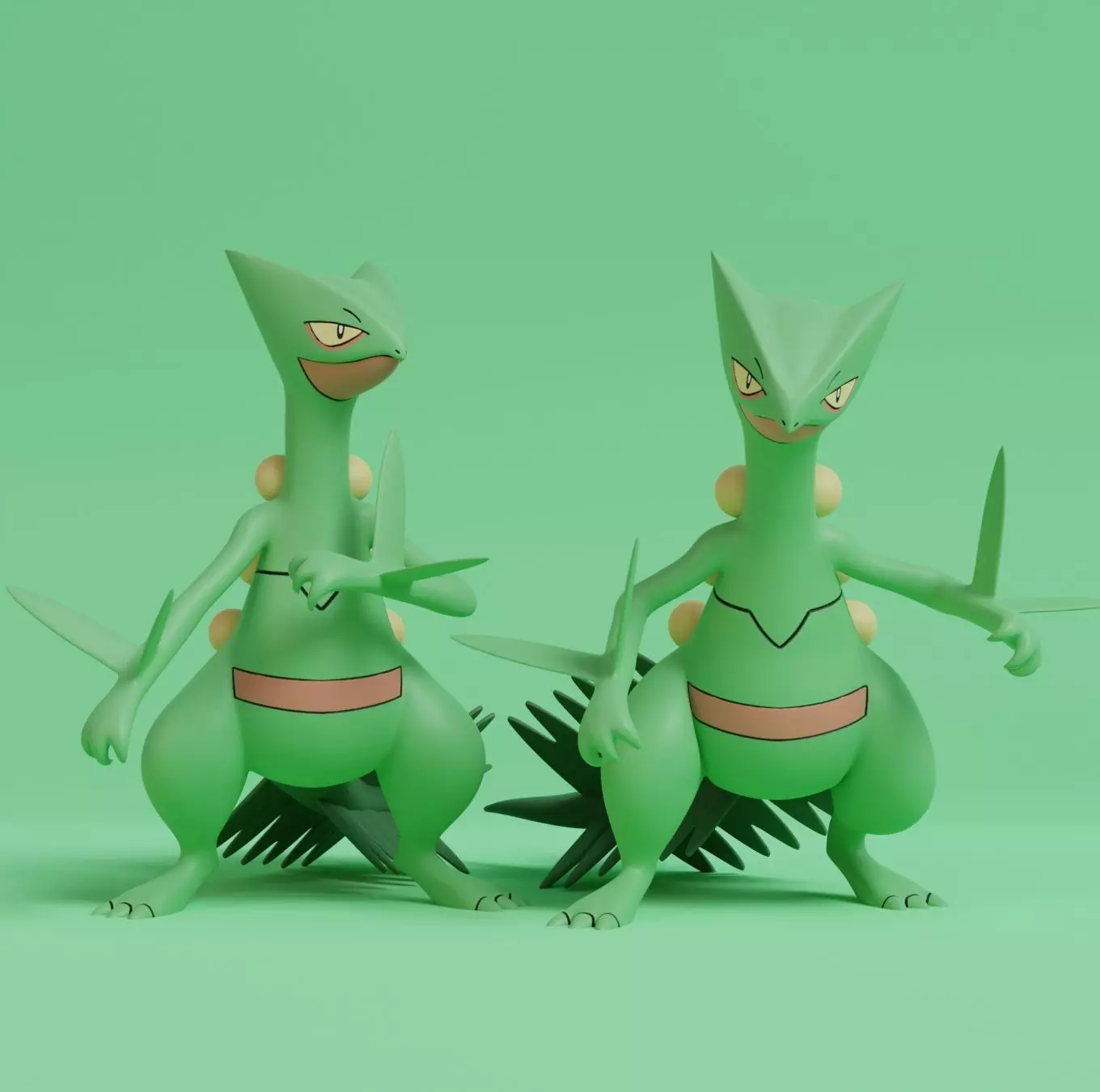 Pokemon - Sceptile with 2 poses 3D print model_0