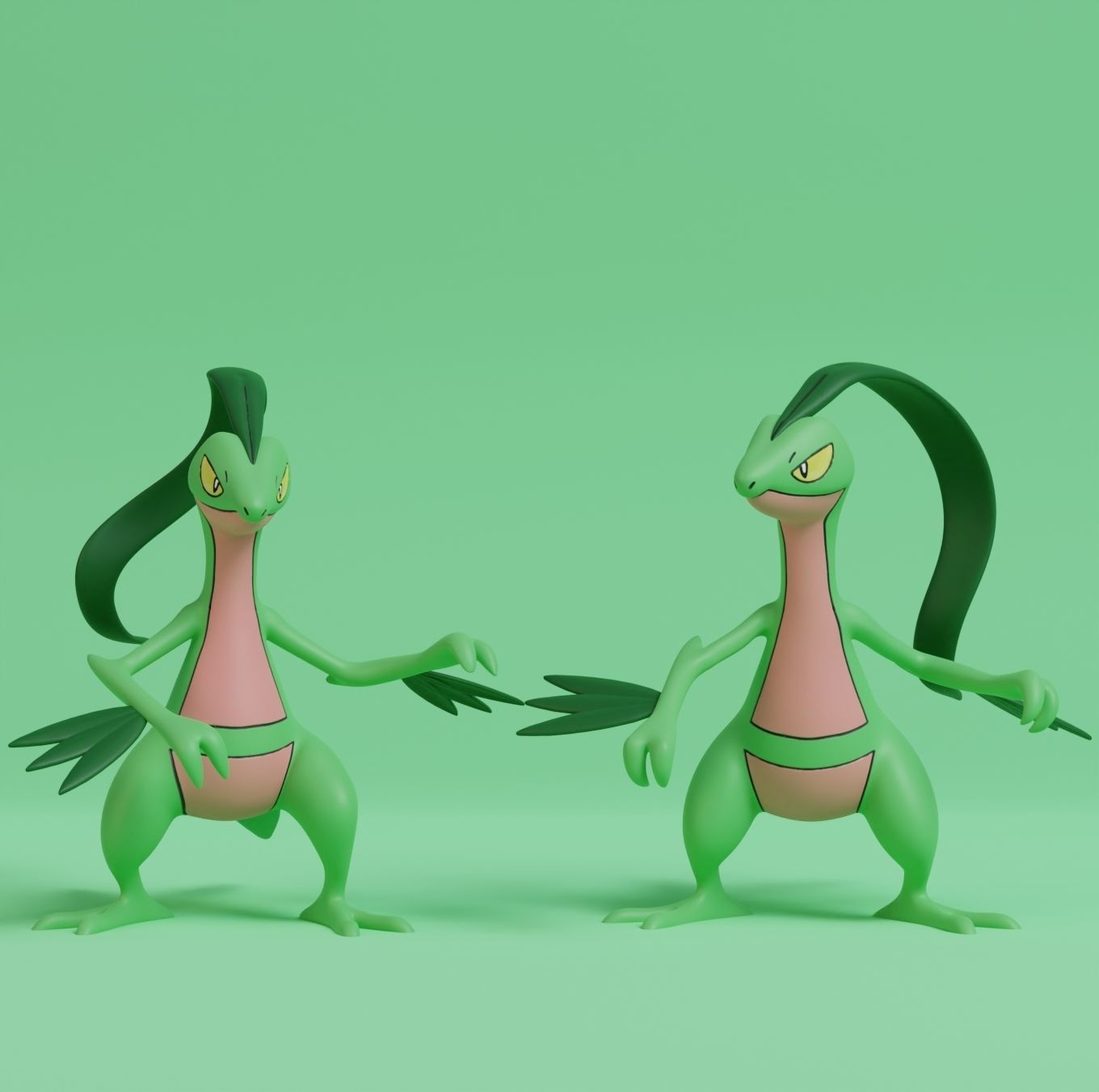Pokemon - Treecko Grovyle and Sceptile with 2 poses 3D print model_6