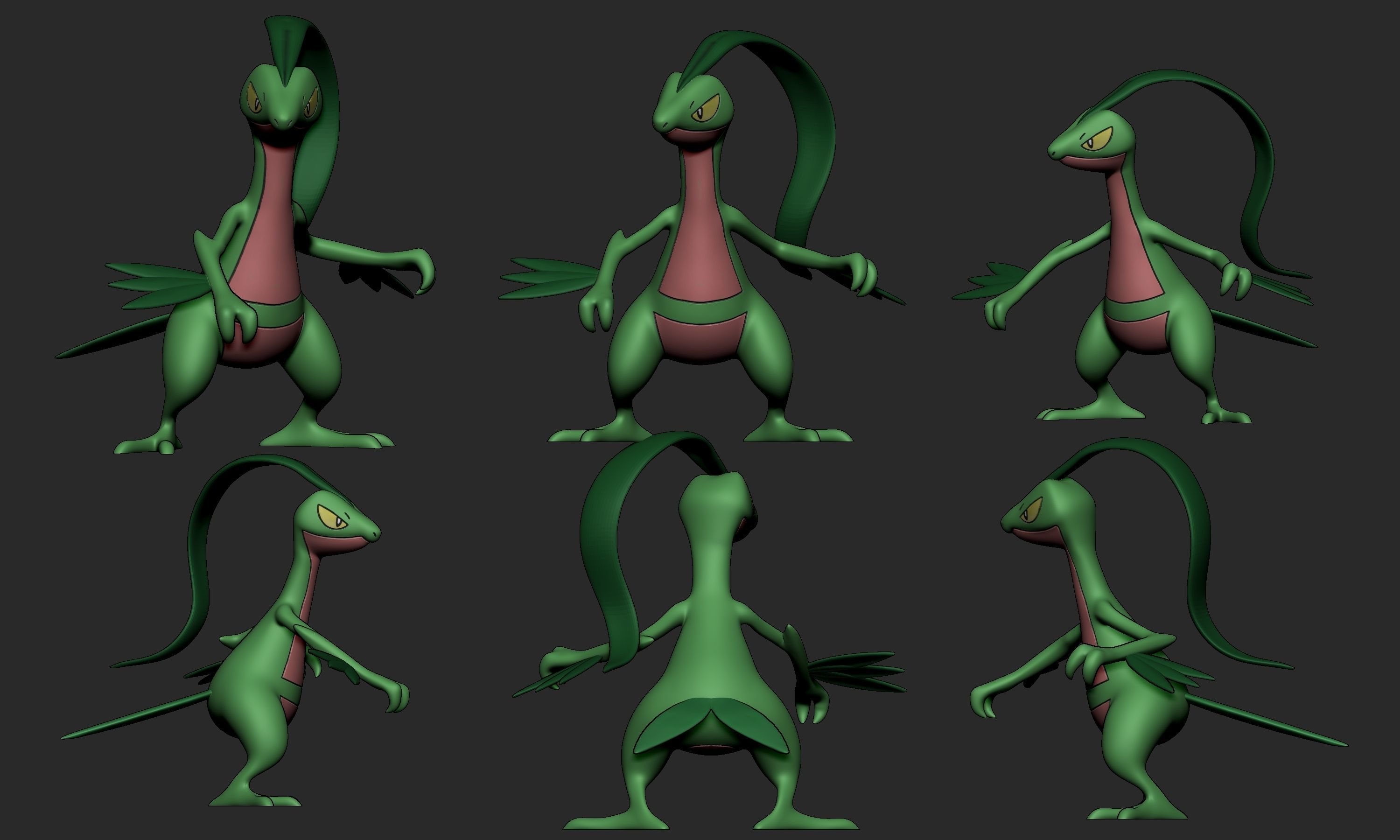 Pokemon - Treecko Grovyle and Sceptile with 2 poses 3D print model_8