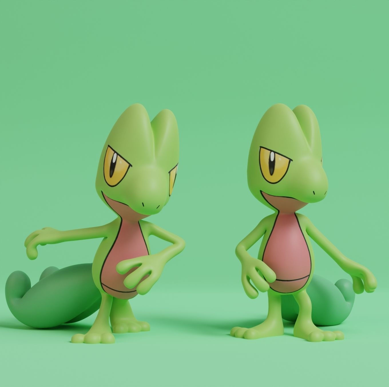 Pokemon - Treecko Grovyle and Sceptile with 2 poses 3D print model_1
