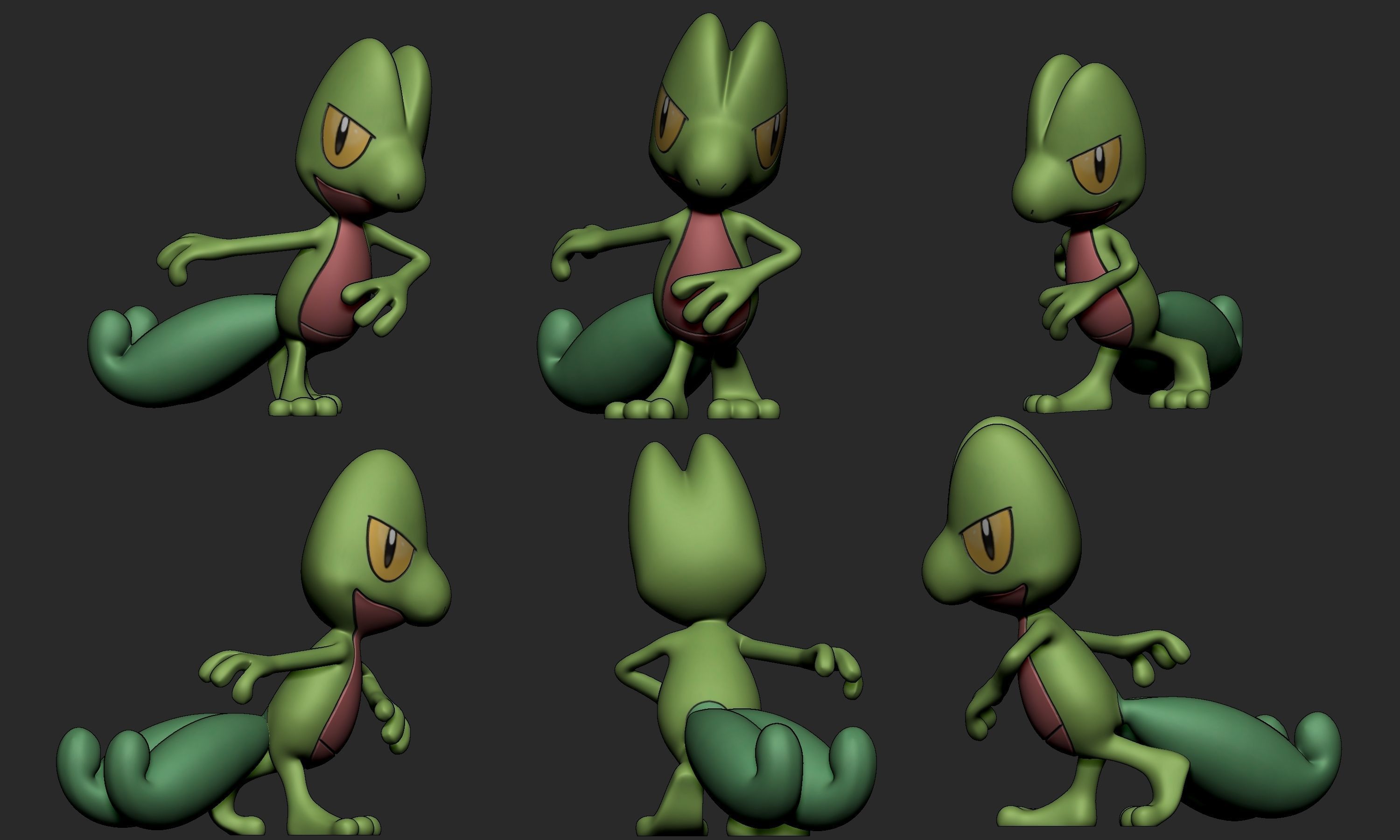 Pokemon - Treecko Grovyle and Sceptile with 2 poses 3D print model_4