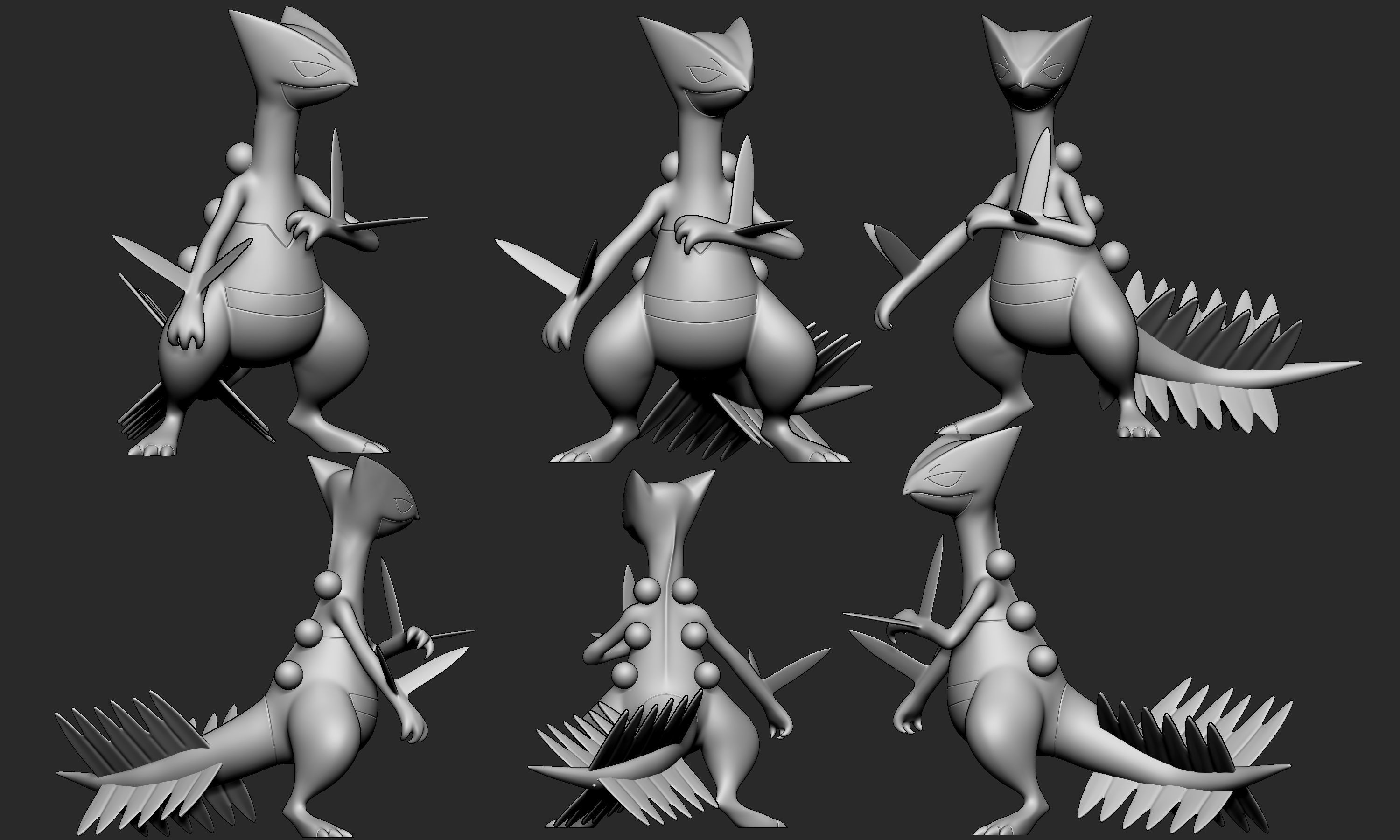 Pokemon - Treecko Grovyle and Sceptile with 2 poses 3D print model_13