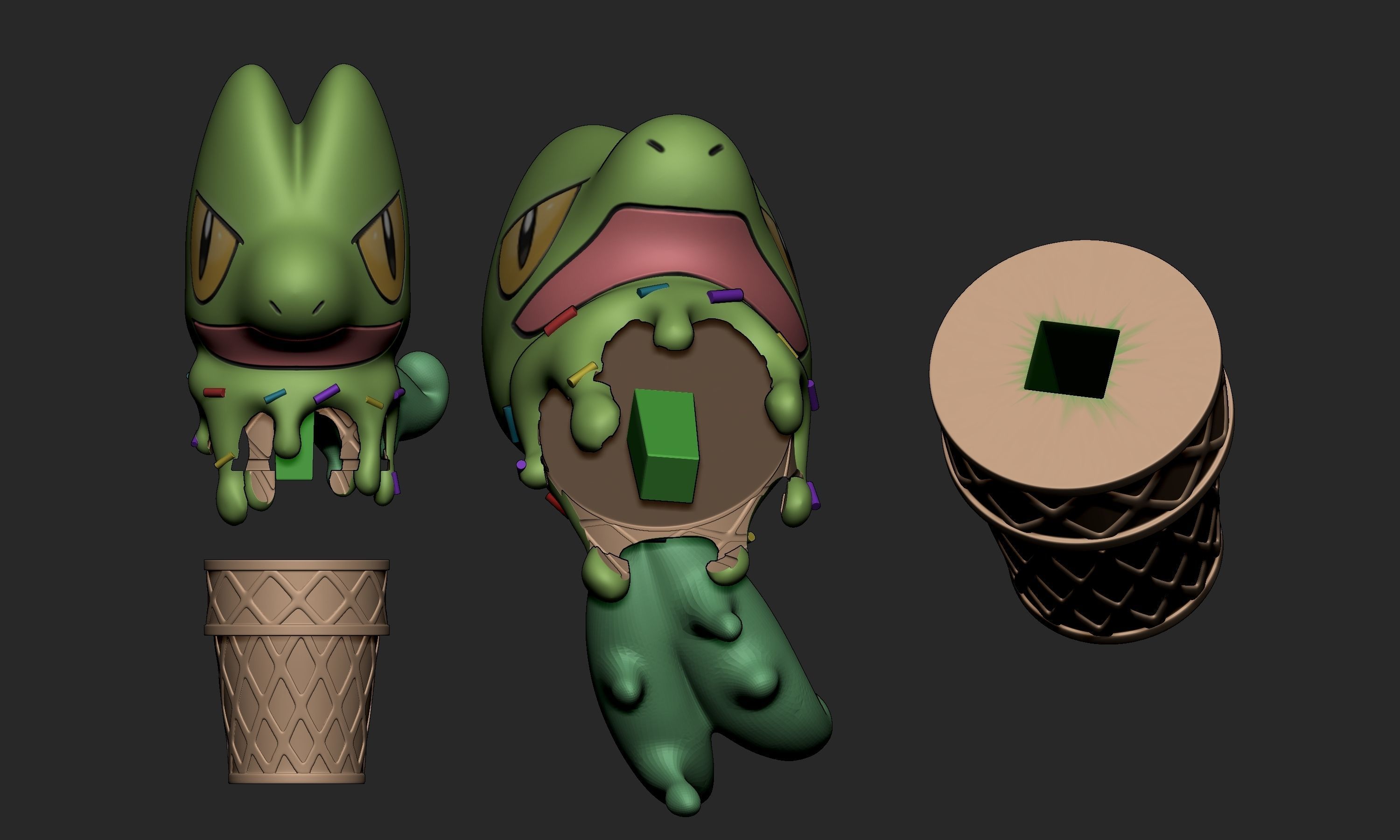 Pokemon - Ice Cream Treecko  3D print model_7