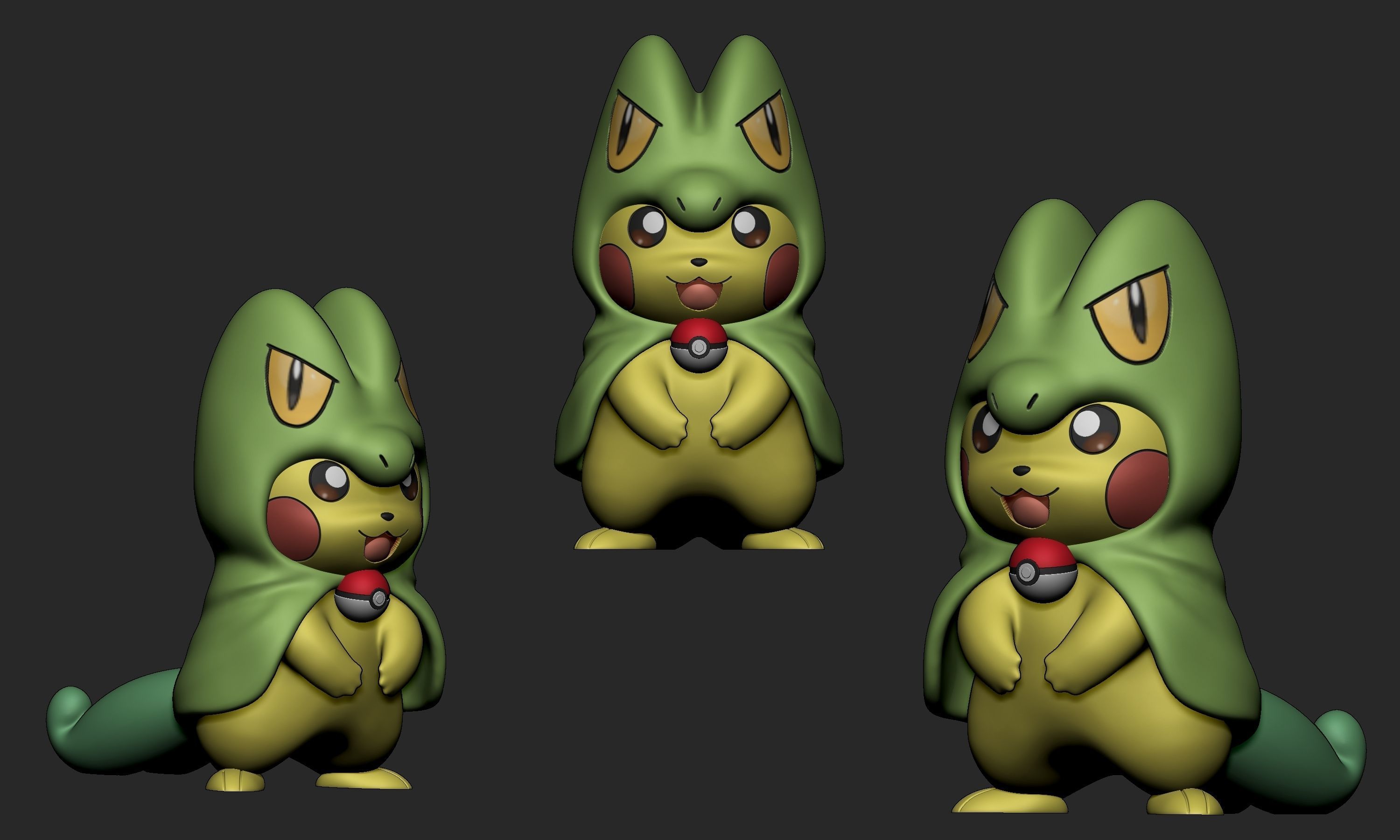 Pokemon - Pikachu Treecko Cosplay  Free 3D print model_2