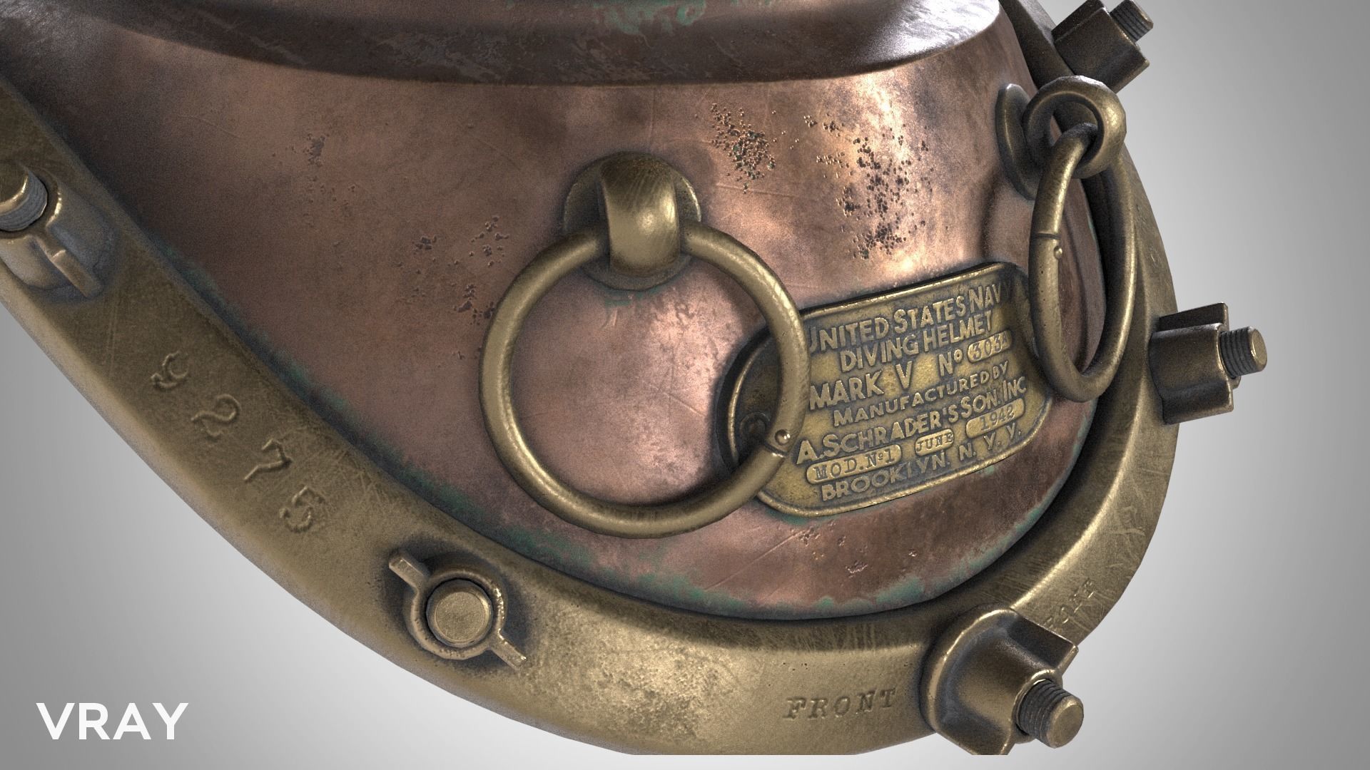 Old Diving Helmet Mark V US Navy Low-poly 3D model_5