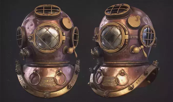 Old Diving Helmet Mark V US Navy Low-poly 3D model Old Diving Helmet Mark V US Navy Low-poly 3D model