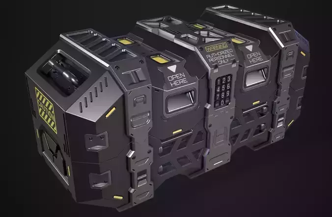 Sci-fi Crate Low-poly 3D model