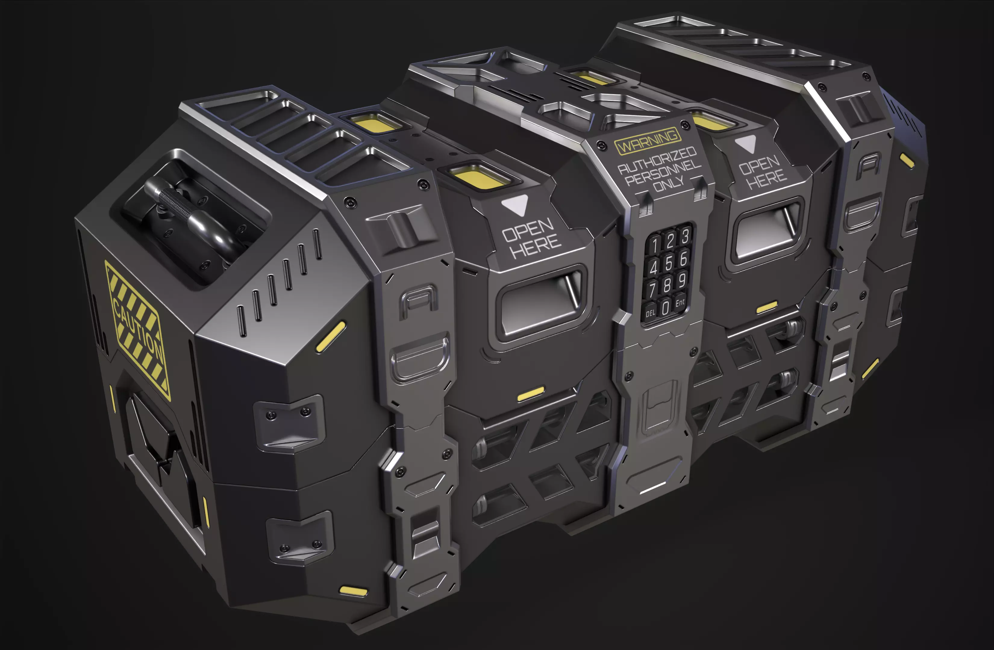 Sci-fi Crate Low-poly 3D model_0