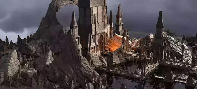 Ancient temple Stone temple Cliffs 3 Kit bash  3D model