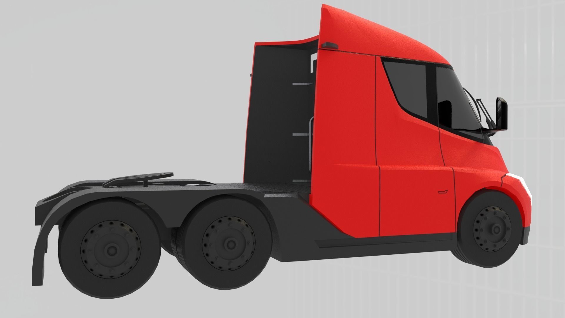 Low-Poly Electric Semi Truck - Tesla Daycab Tractor Truck 2018 Low-poly 3D model_4