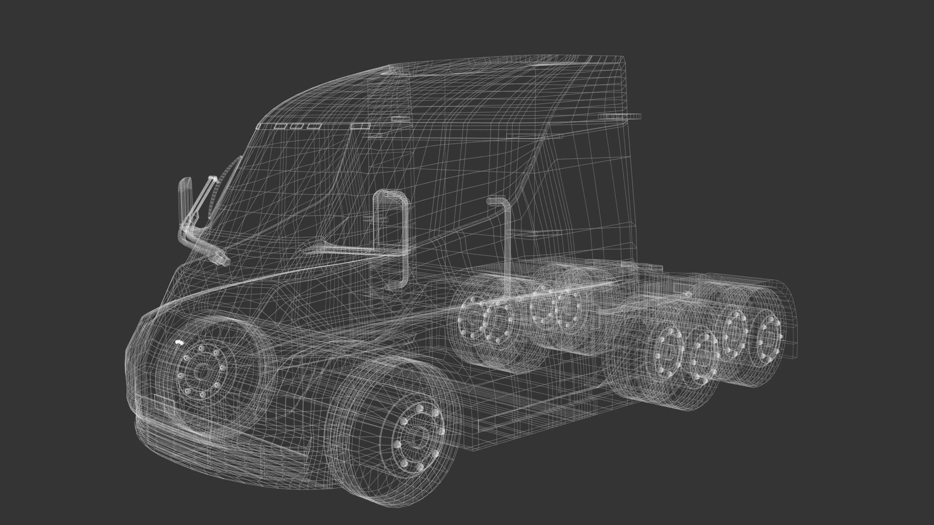 Low-Poly Electric Semi Truck - Tesla Daycab Tractor Truck 2018 Low-poly 3D model_13