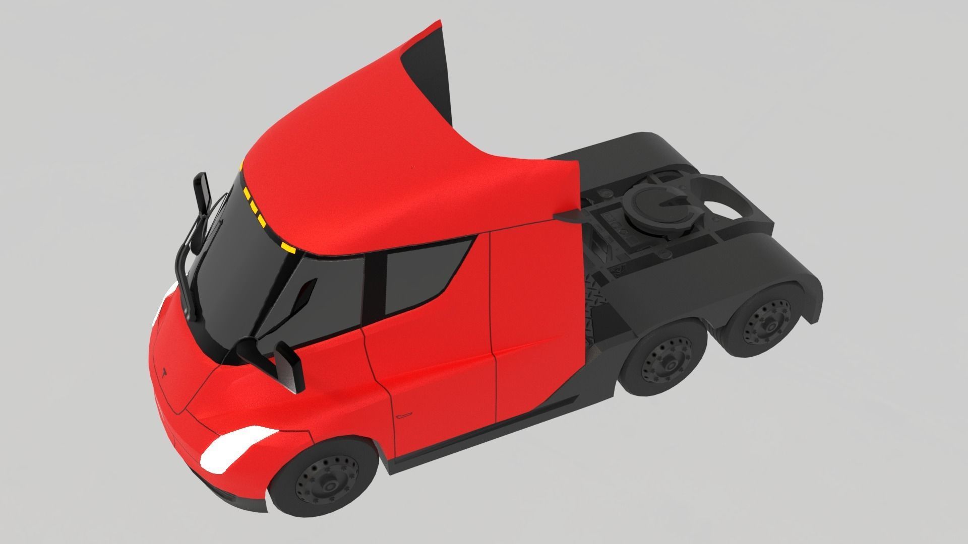 Low-Poly Electric Semi Truck - Tesla Daycab Tractor Truck 2018 Low-poly 3D model_8