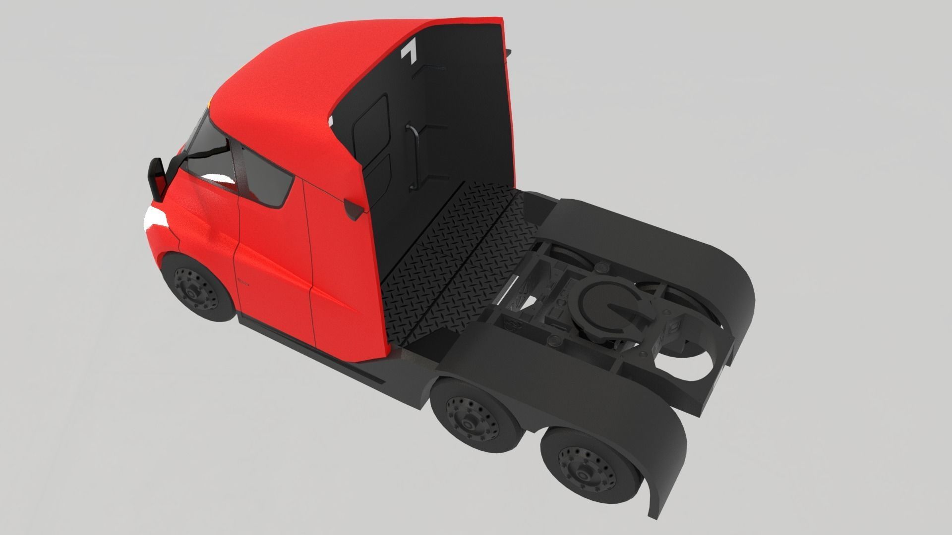 Low-Poly Electric Semi Truck - Tesla Daycab Tractor Truck 2018 Low-poly 3D model_7