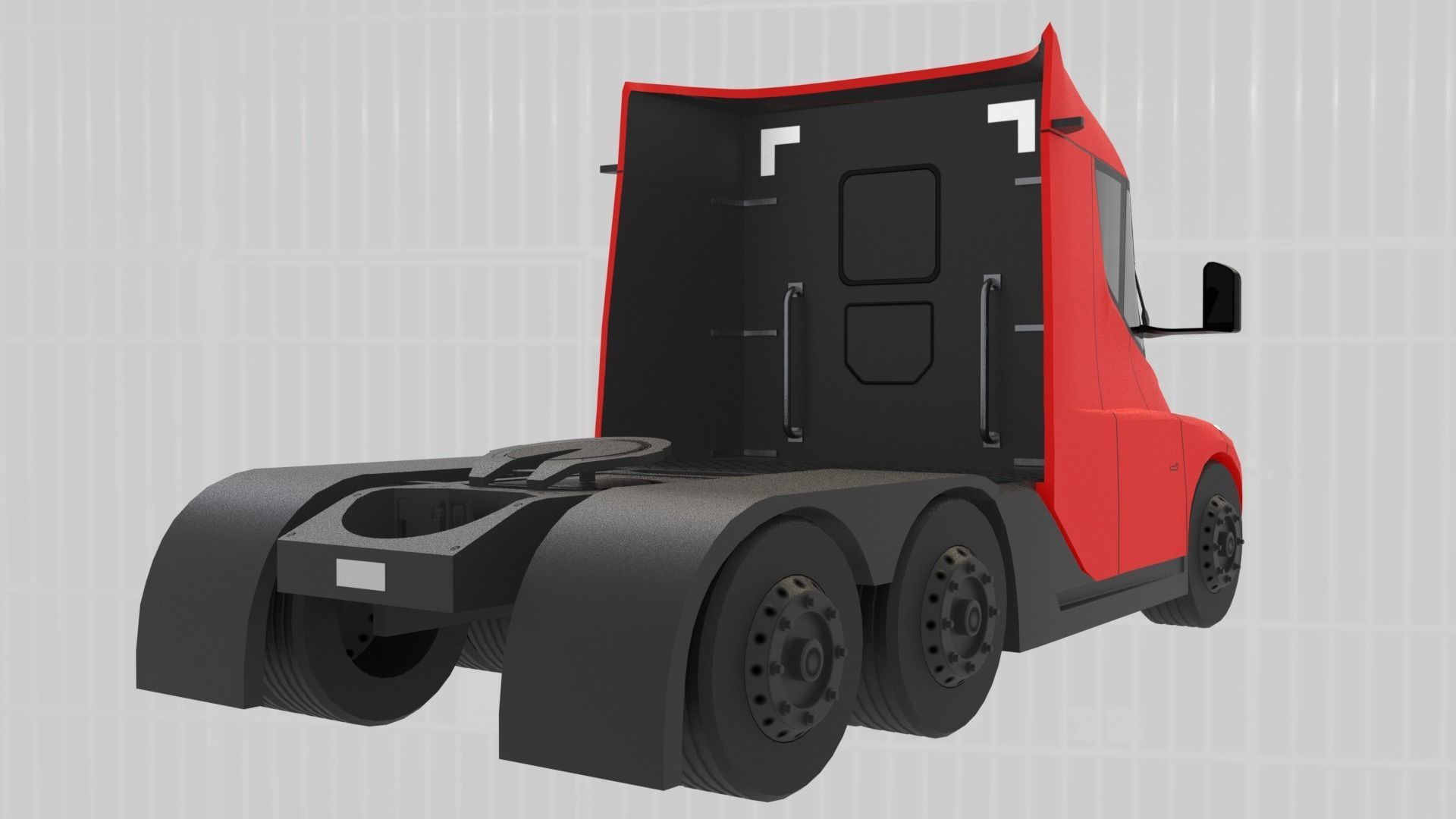 Low-Poly Electric Semi Truck - Tesla Daycab Tractor Truck 2018 Low-poly 3D model_5