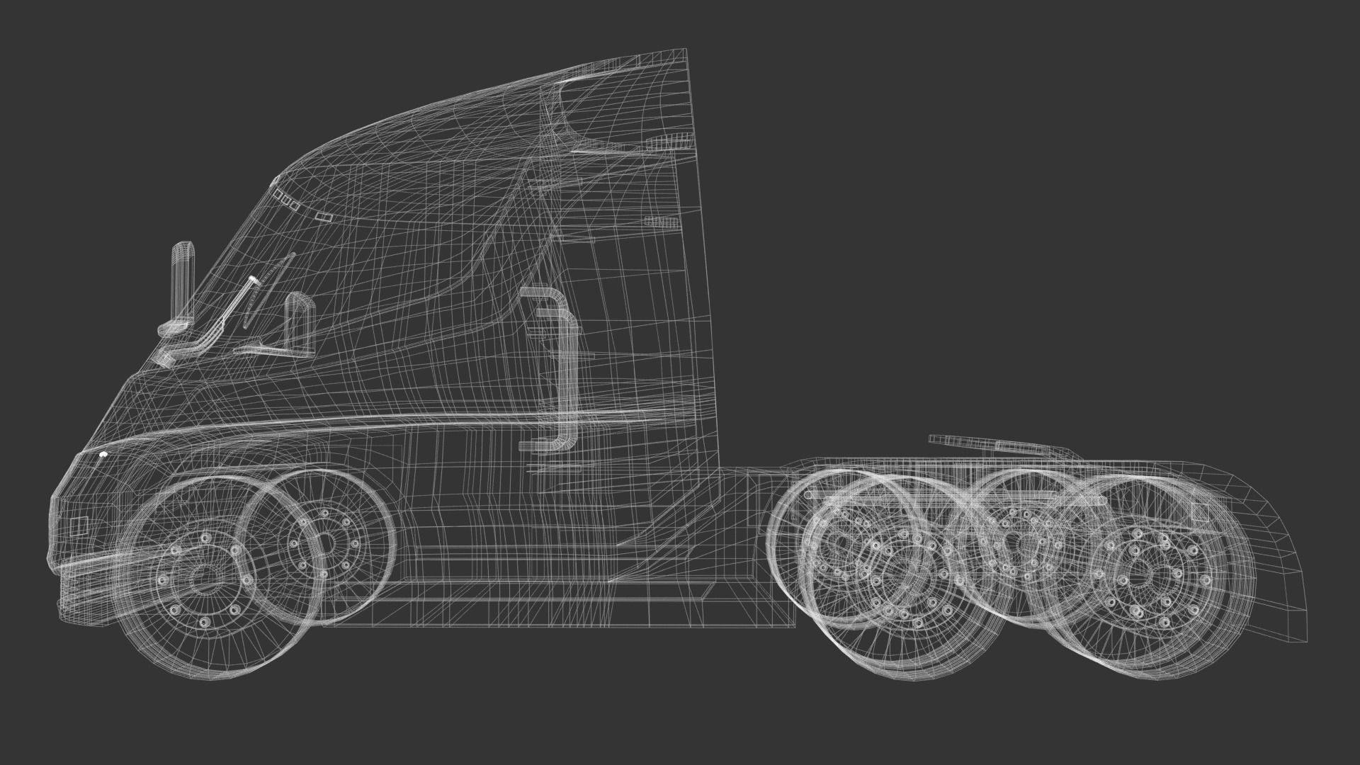 Low-Poly Electric Semi Truck - Tesla Daycab Tractor Truck 2018 Low-poly 3D model_14