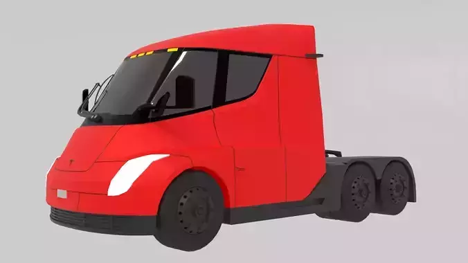 Low-Poly Electric Semi Truck - Tesla Daycab Tractor Truck 2018 Low-poly 3D model