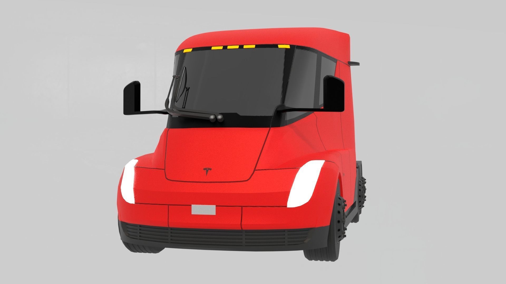 Low-Poly Electric Semi Truck - Tesla Daycab Tractor Truck 2018 Low-poly 3D model_2