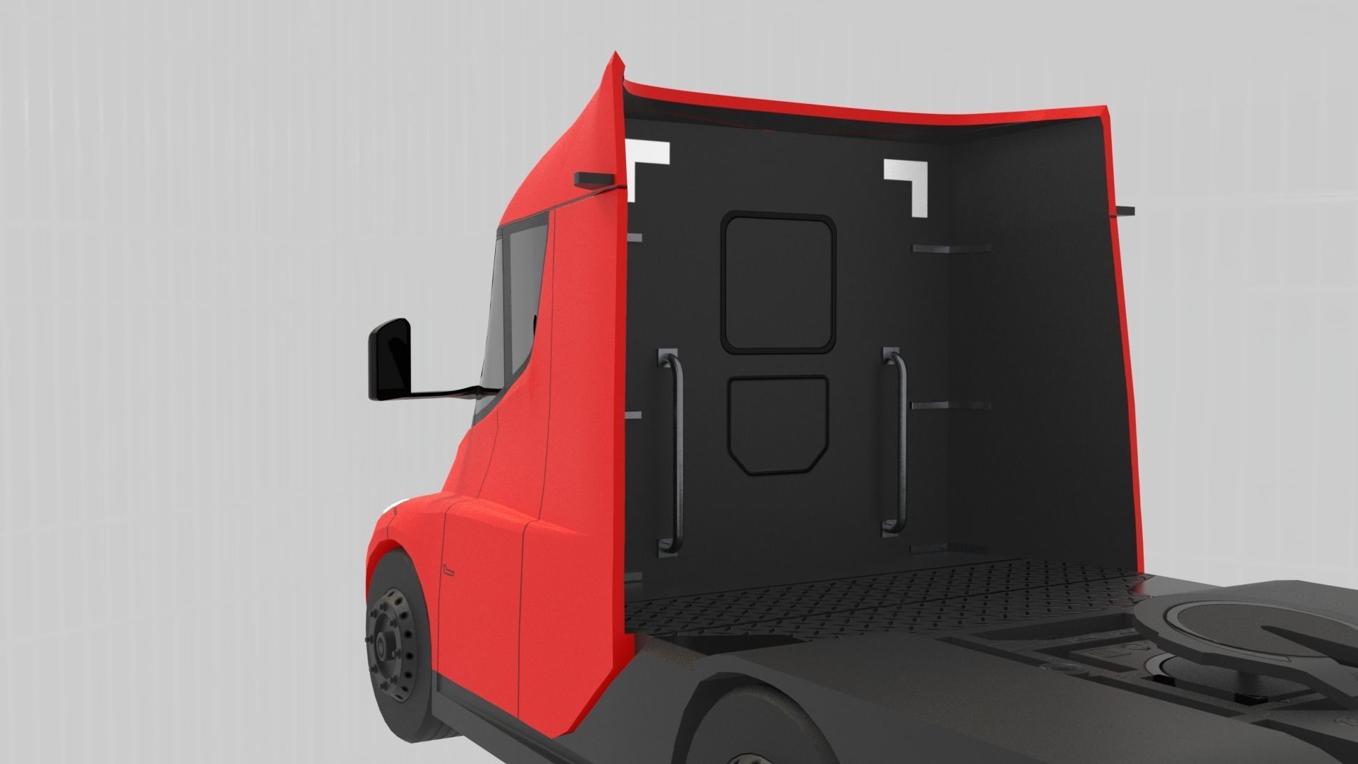 Low-Poly Electric Semi Truck - Tesla Daycab Tractor Truck 2018 Low-poly 3D model_10