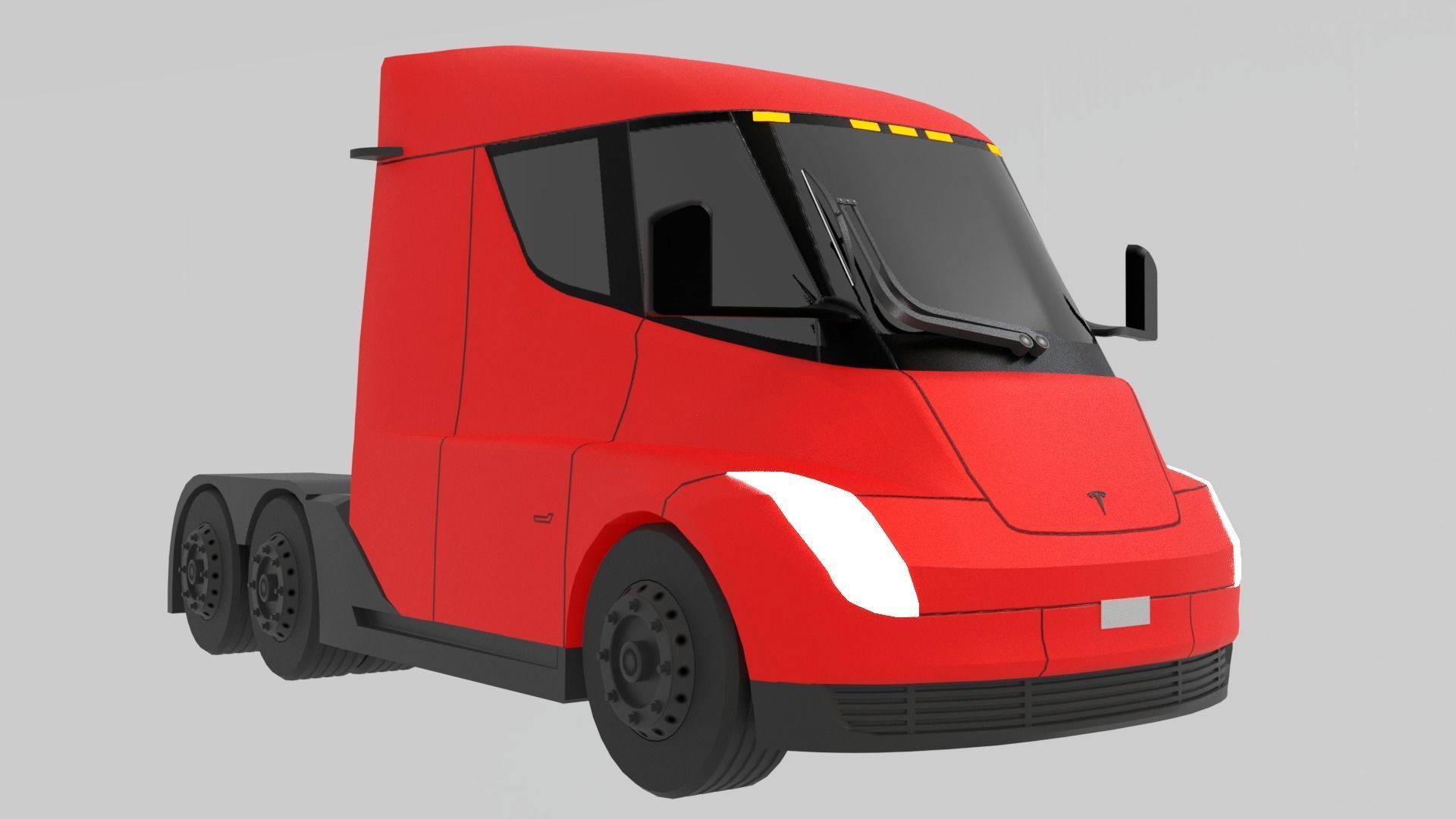 Low-Poly Electric Semi Truck - Tesla Daycab Tractor Truck 2018 Low-poly 3D model_3