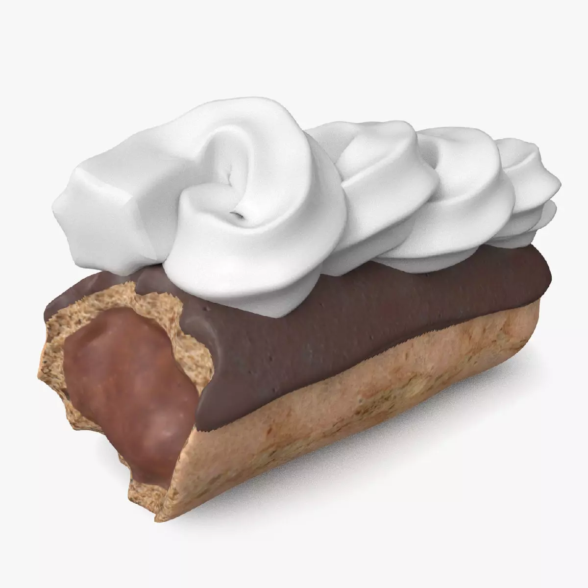Chocolate eclair and whipped cream Free 3D model