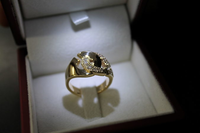 RingDiamonds gold ring with diamonds 3D print model