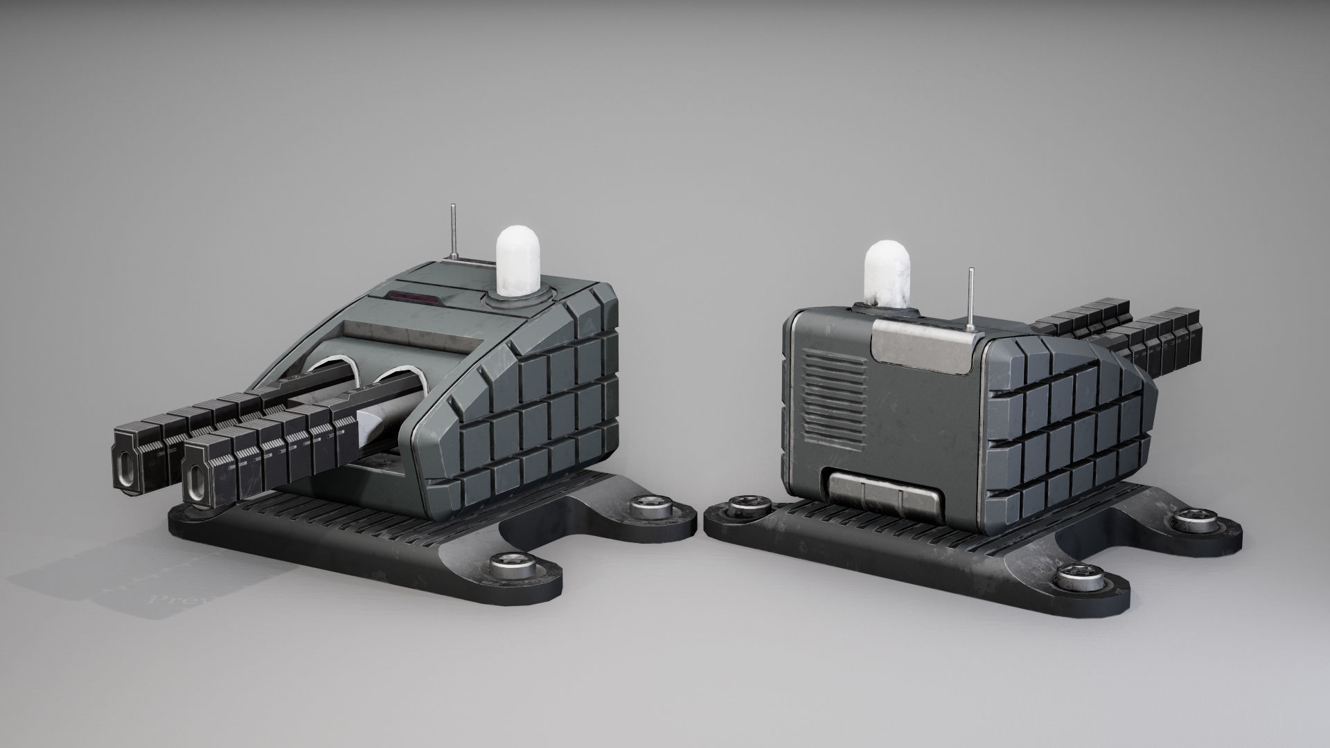Modular turret Low-poly 3D model_5