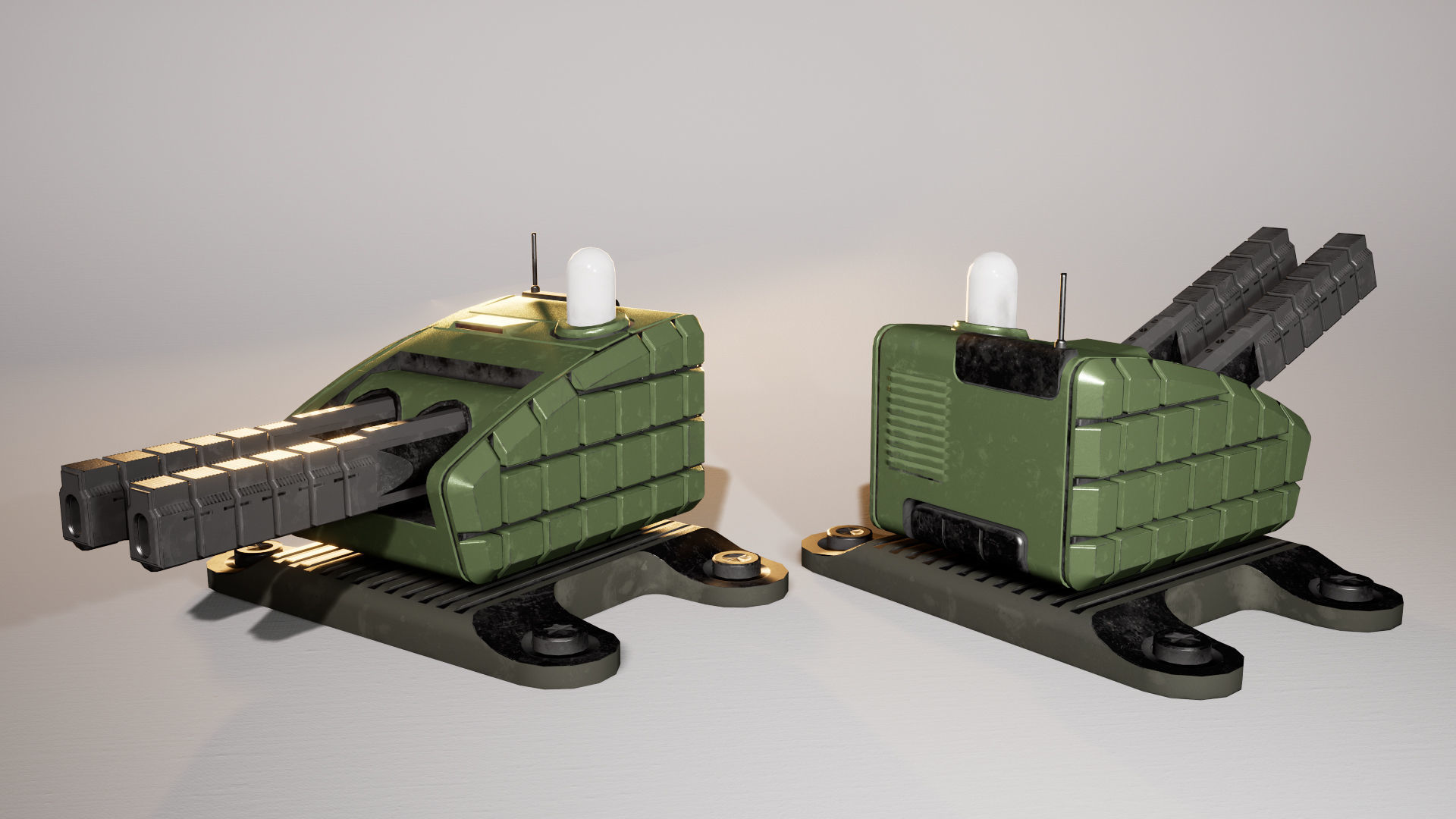 Modular turret Low-poly 3D model_13