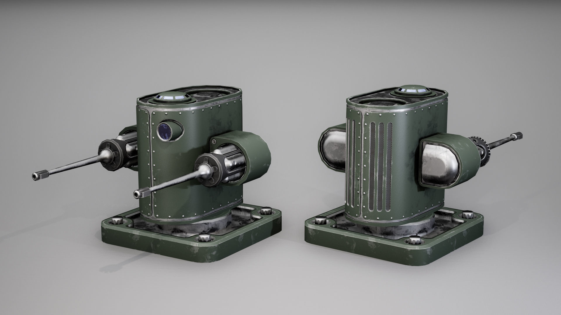 Modular turret Low-poly 3D model_4