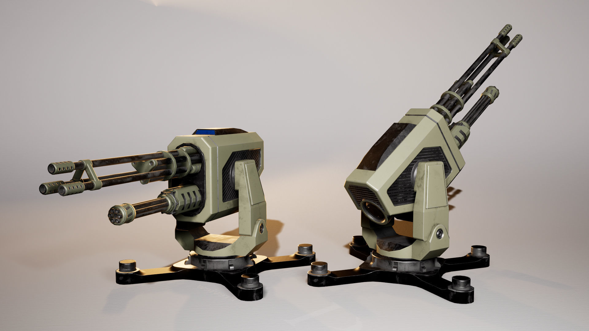 Modular turret Low-poly 3D model_3