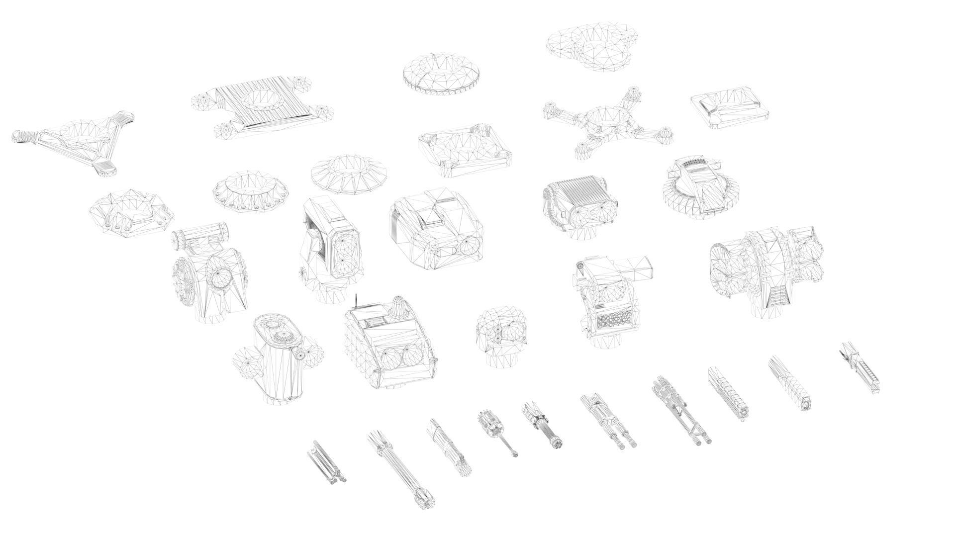 Modular turret Low-poly 3D model_19