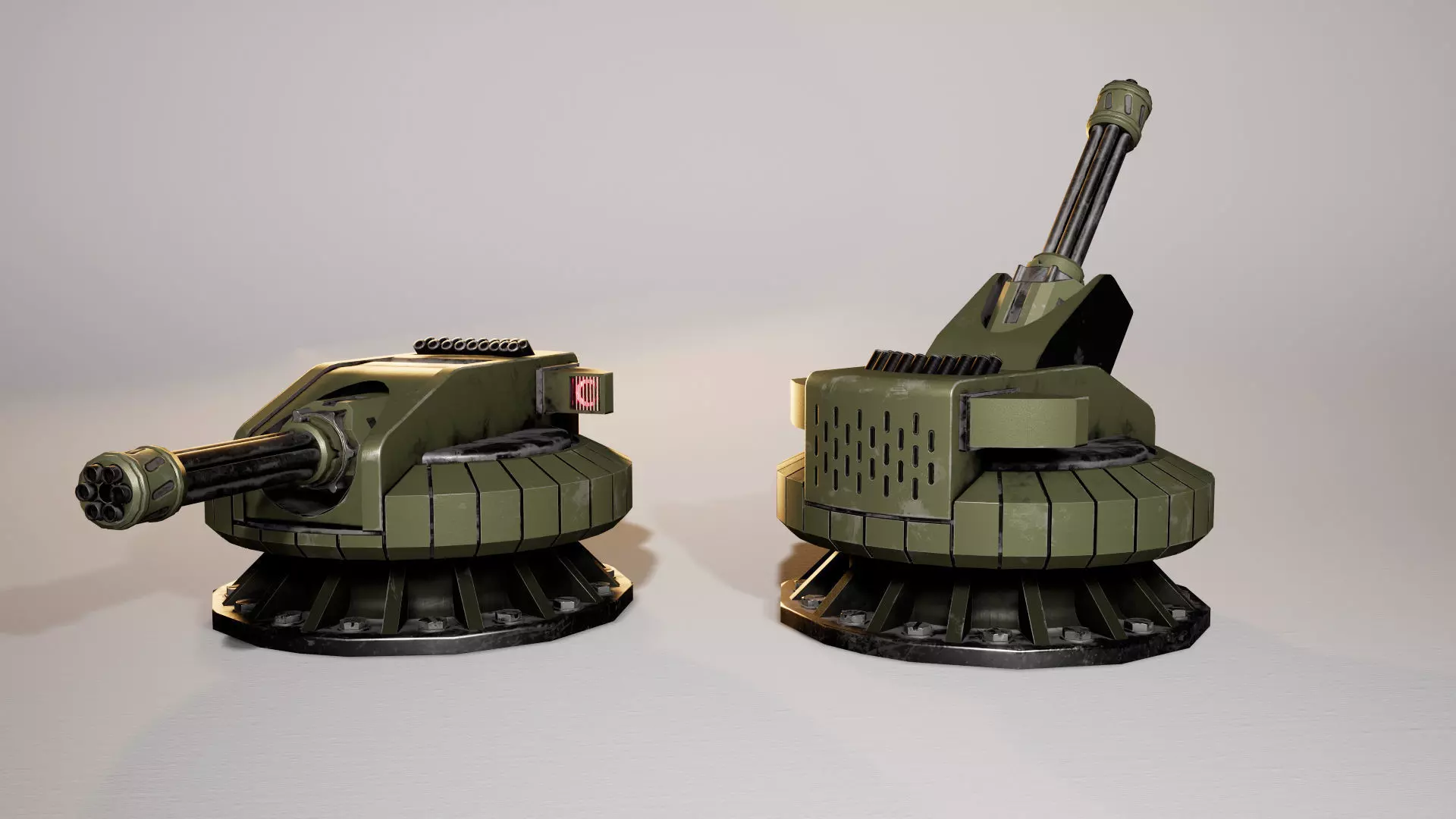 Modular turret Low-poly 3D model_0