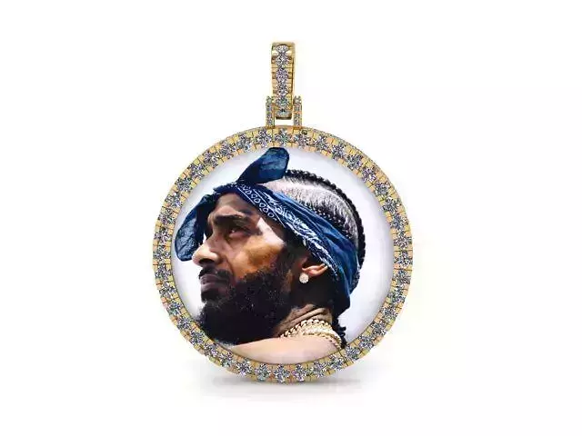 Celebrity Style Picture Pendant with Pave Side