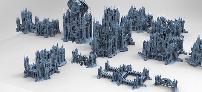 Ancient temple Stone temples Full Kit bash 3D model