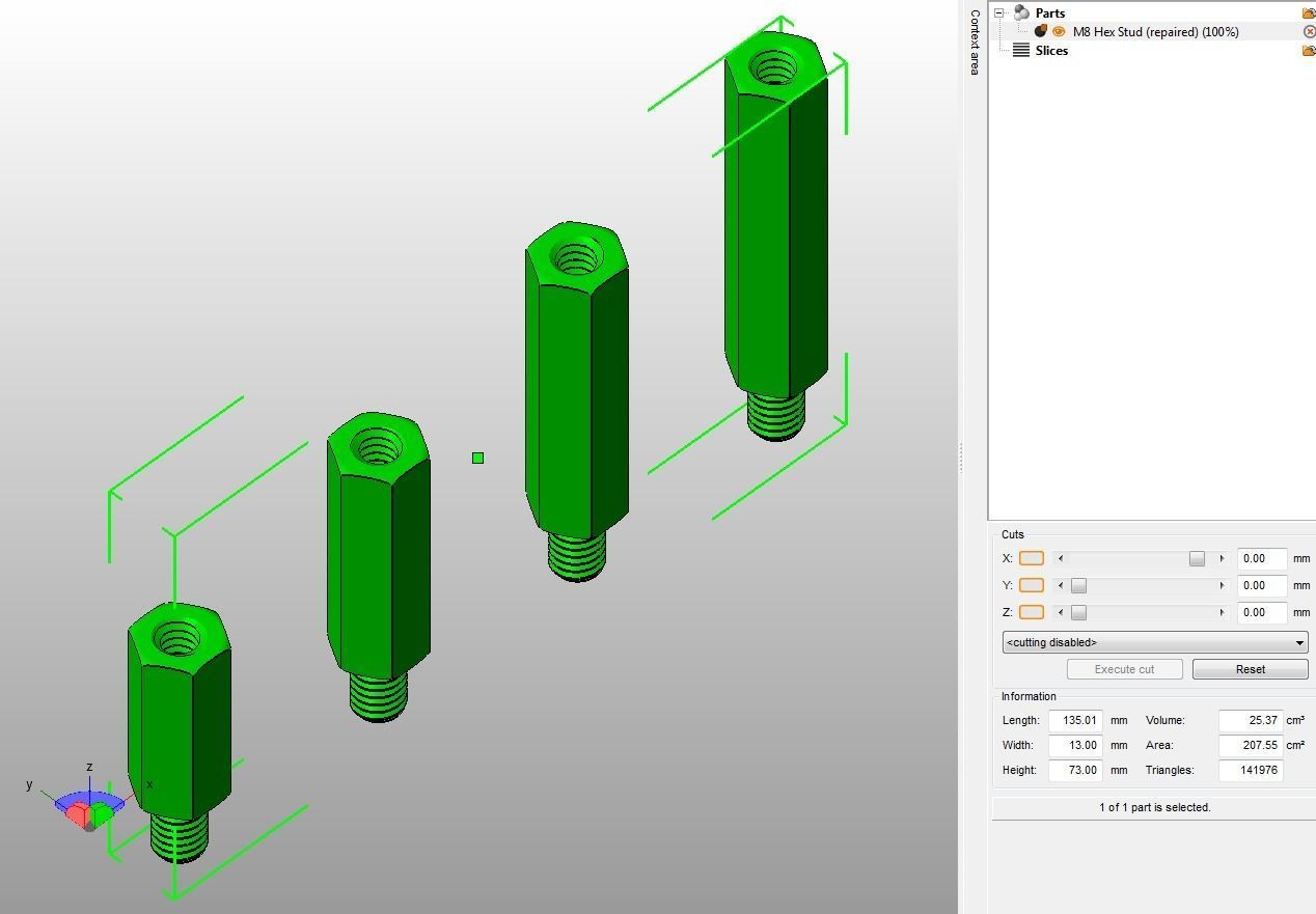 M8 Hexagonal Stud Male-Female Connector 3D print model_17