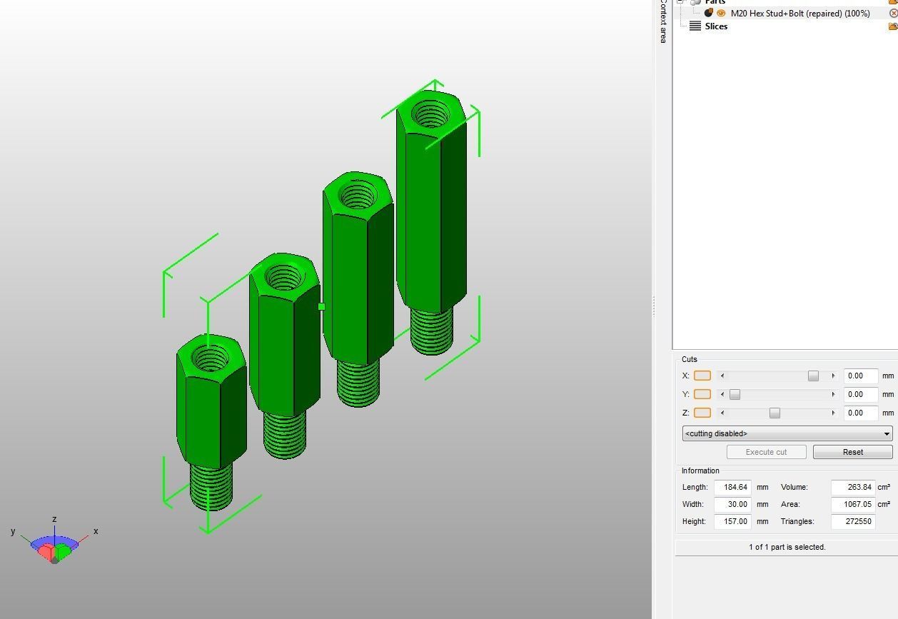 M20 Hexagonal Stud Male-Female Connector 3D print model_18