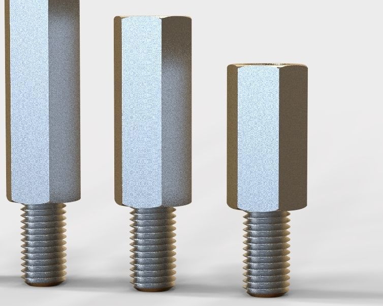 M20 Hexagonal Stud Male-Female Connector 3D print model_39