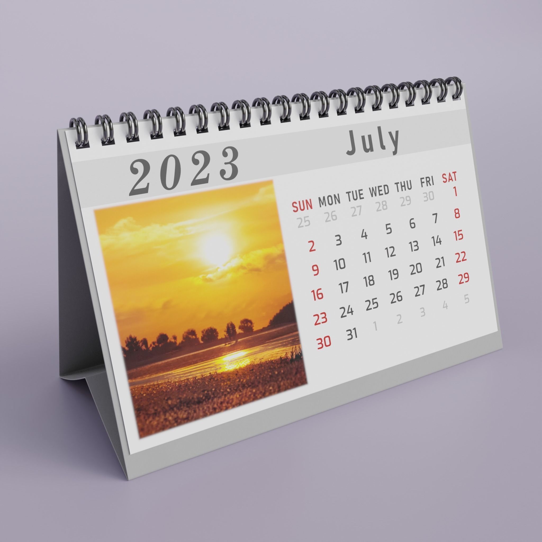 Desk Calendar 3D model_7