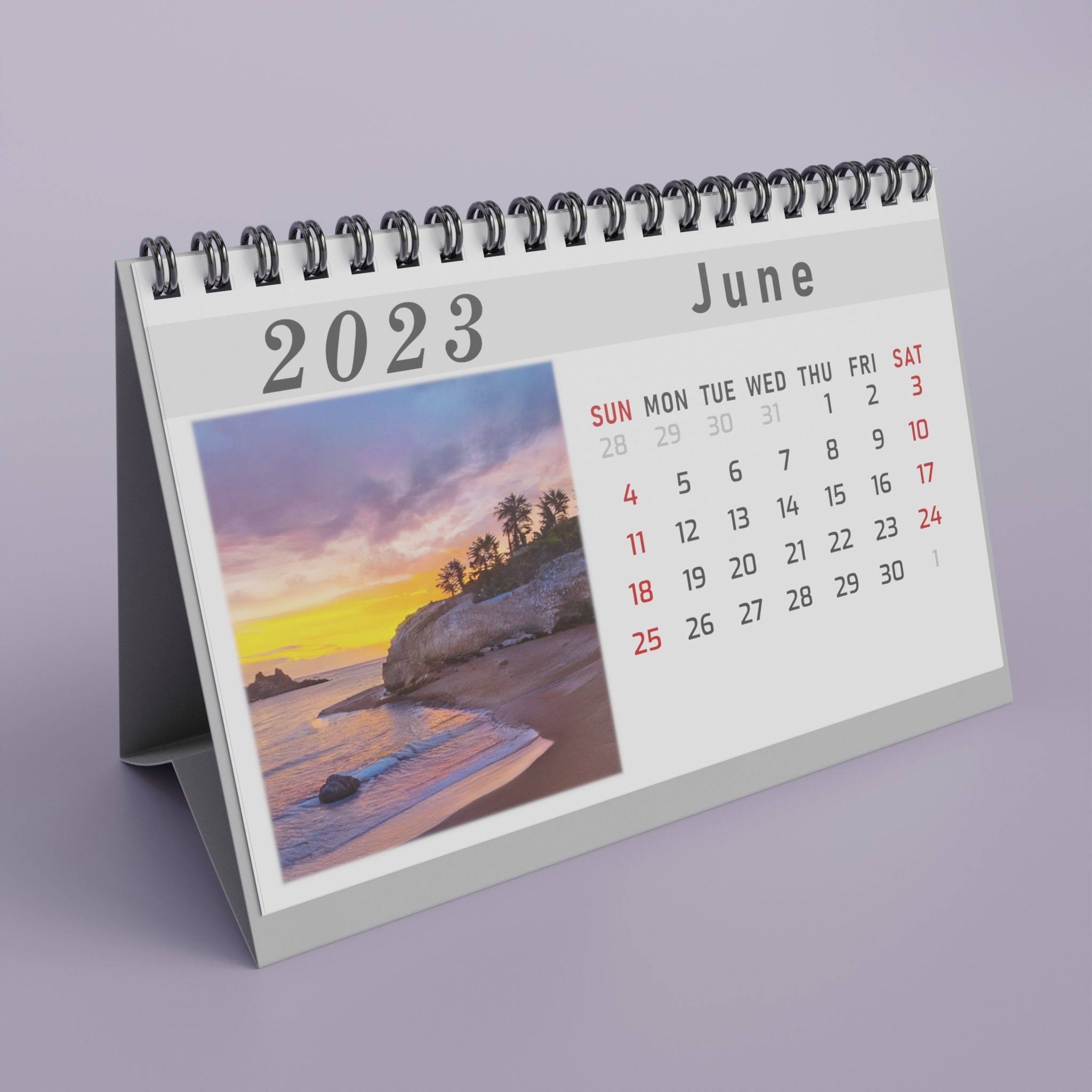Desk Calendar 3D model_6