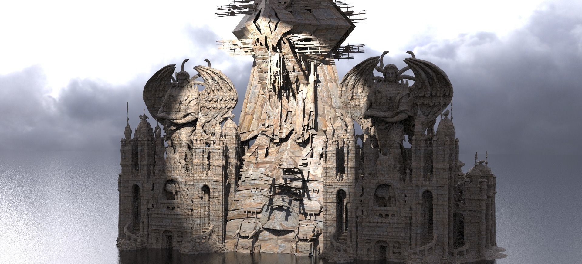 Ancient Sand temple Stone temple  3D model_1