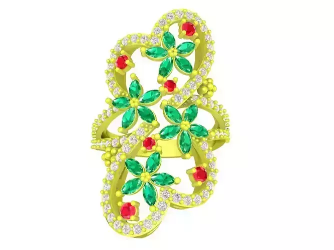 luxuy asian diamond flower ring 4352
