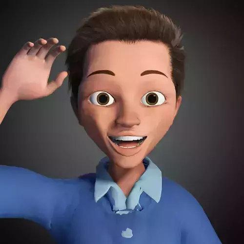 Happy Cartoon Kid Character 3D Model 